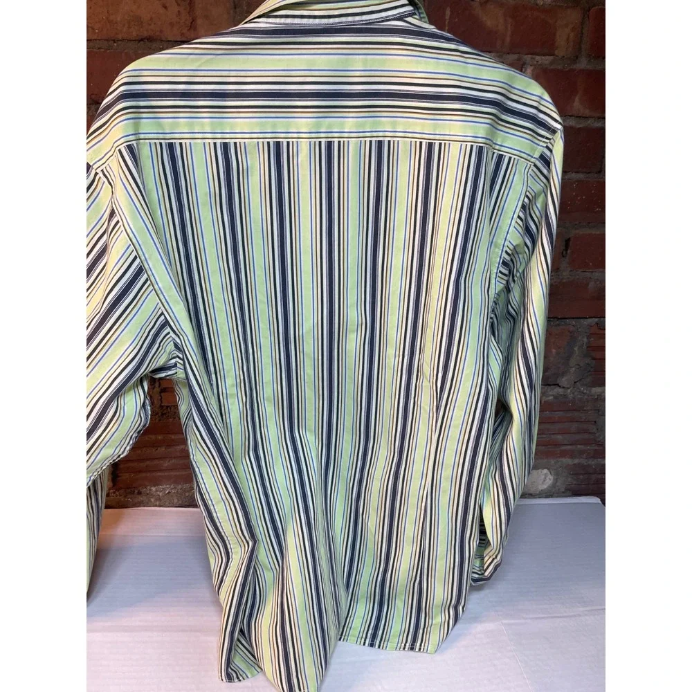 Y Chrome Men's Striped Button Down‎ Shirt Long Sleeve Size L